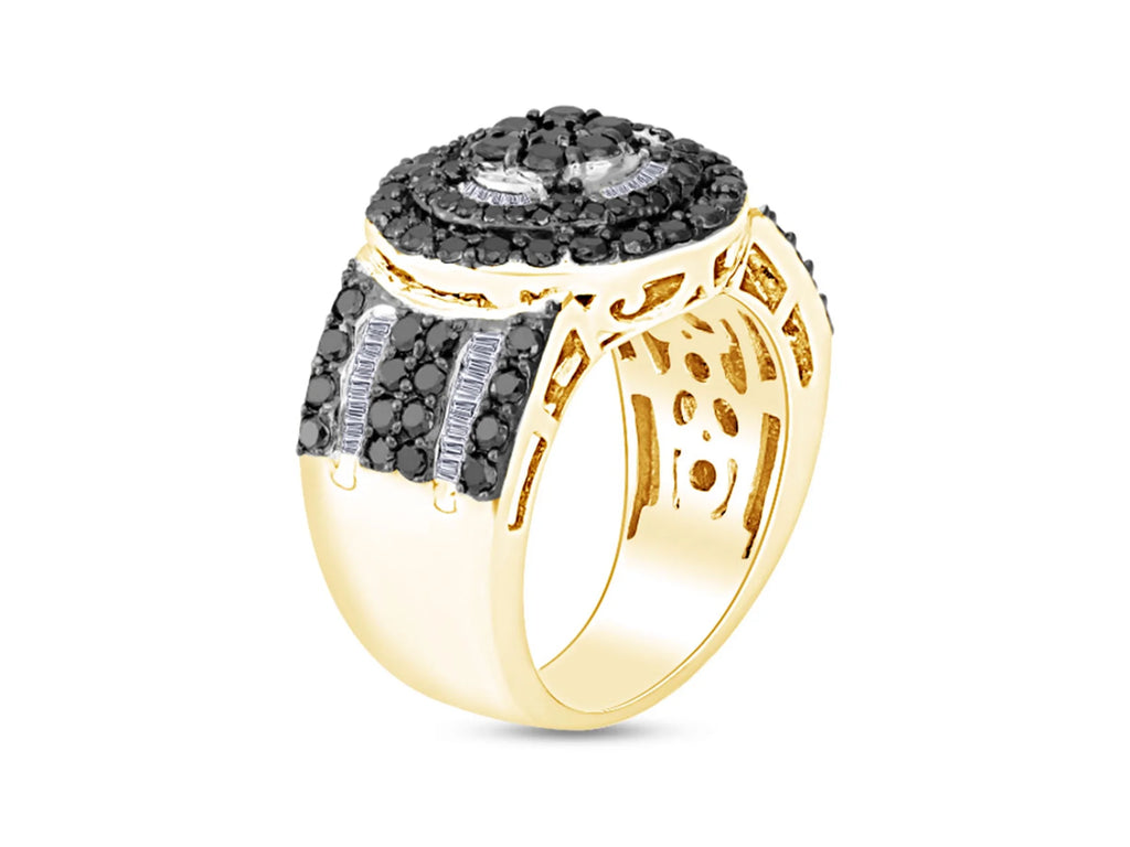 2 Carat Black And White Natural Diamond Circle Frame Cluster Engagement Ring H98047
