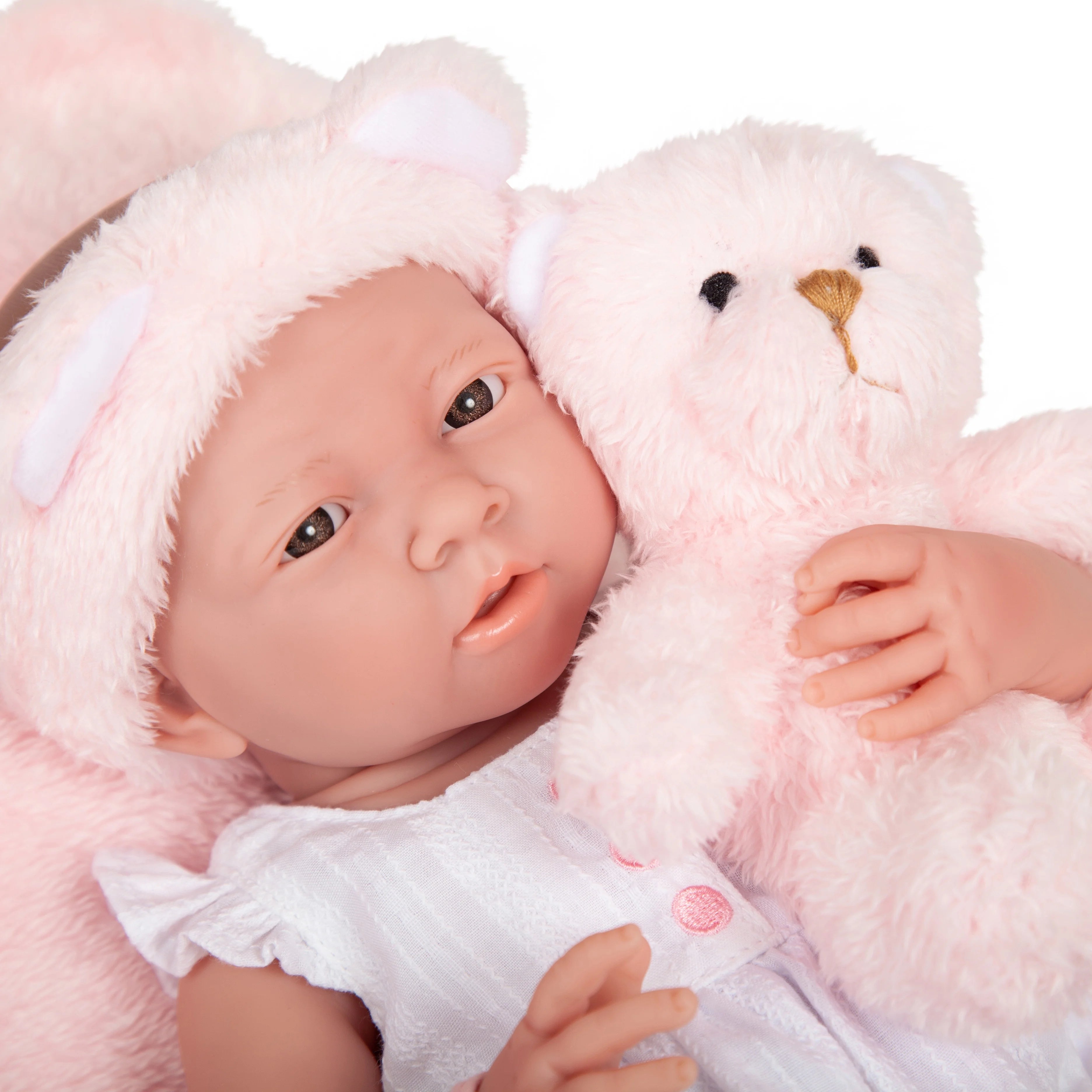 15 inch All-Vinyl Baby Doll In Pink And White With Deluxe Accessories B2322