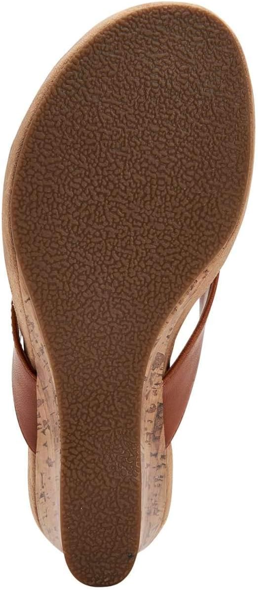 Brown Patent Thong Wedge Sandals A35577