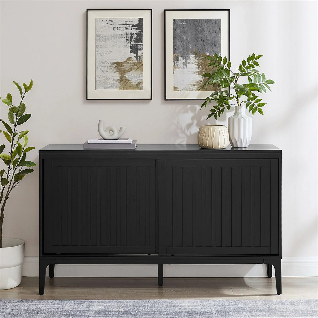 Matte Black Particle Board Wood Sideboard O409