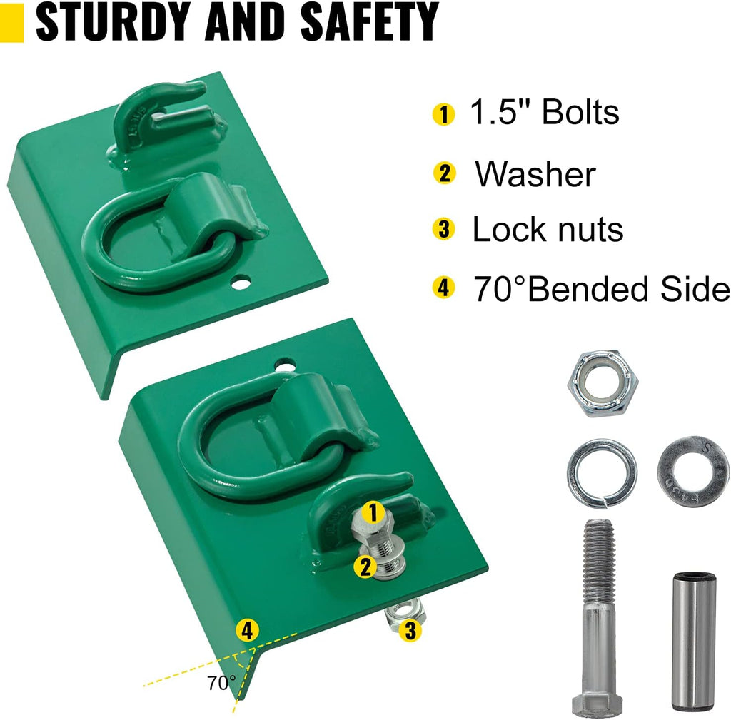 1/4" G70 Forged Bolt on Grab Hooks with 1/2" Shackles, Pack of 2 D37371