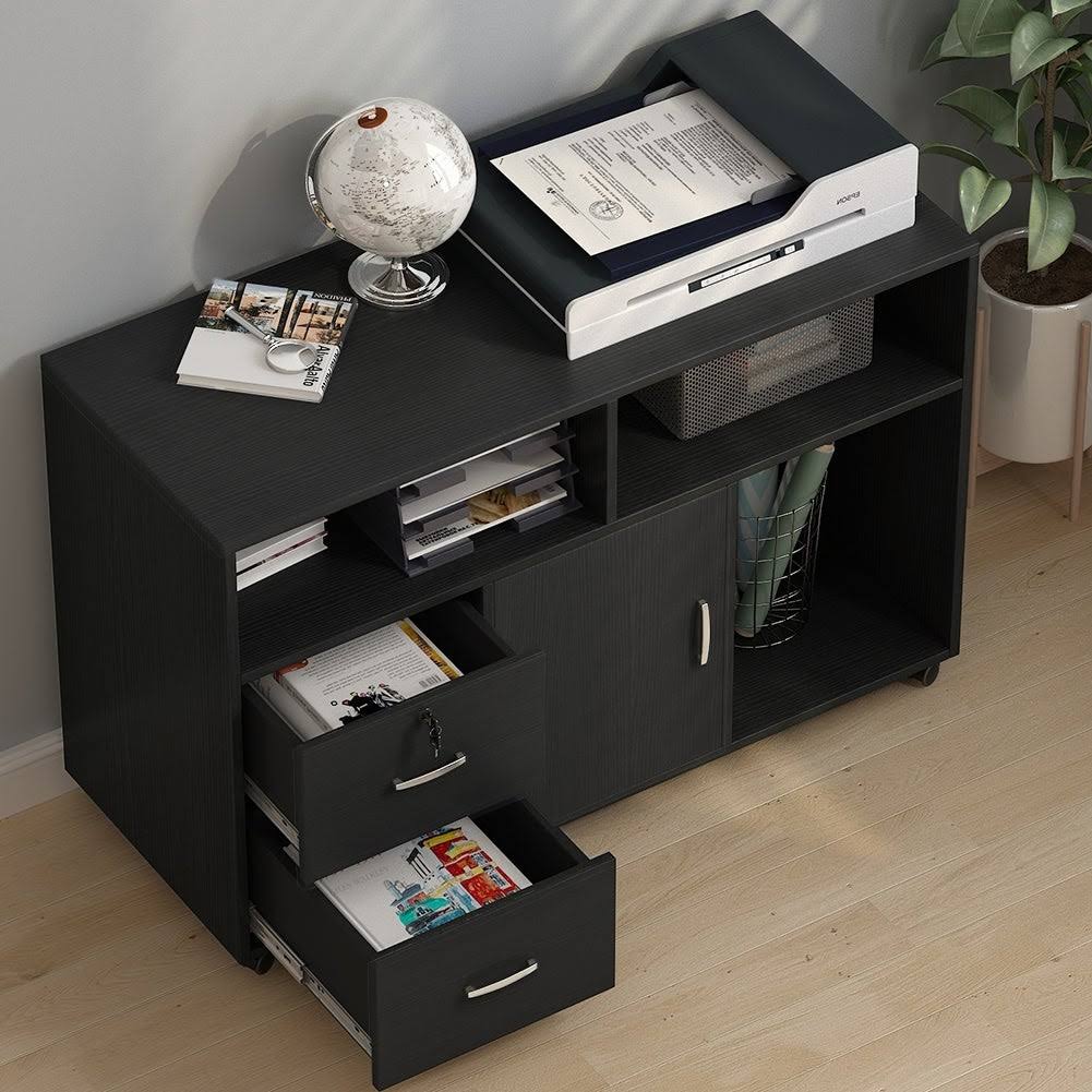 Black & White 2 Drawer Mobile File Lateral Cabinet N4512