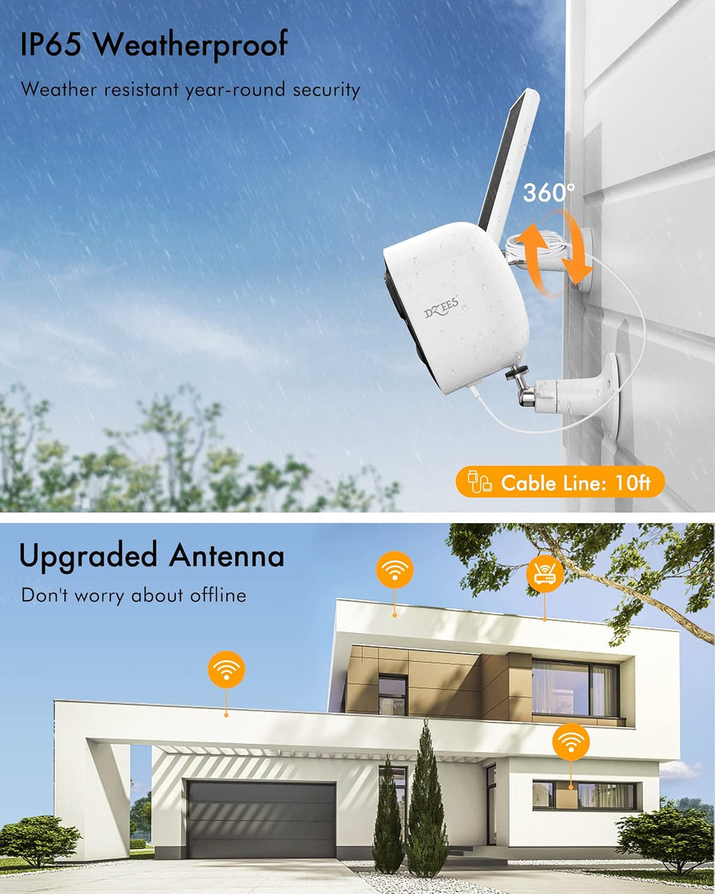 Solar Powered Security Camera Wireless Outdoor WiFi 1080P Color Night Vision with Solar Panel Z8854
