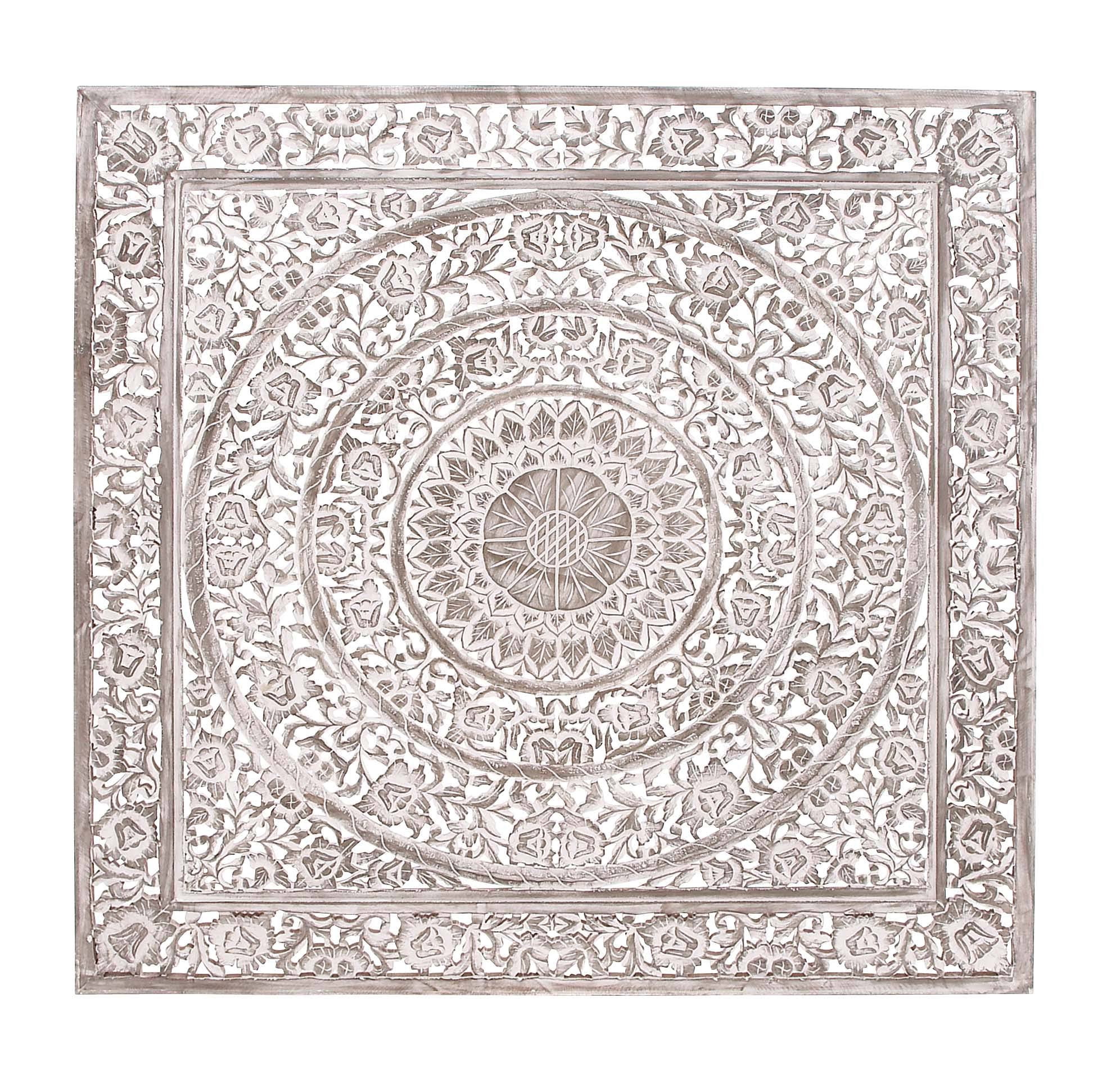 Ivory Wood Carved Wall Panel P7708