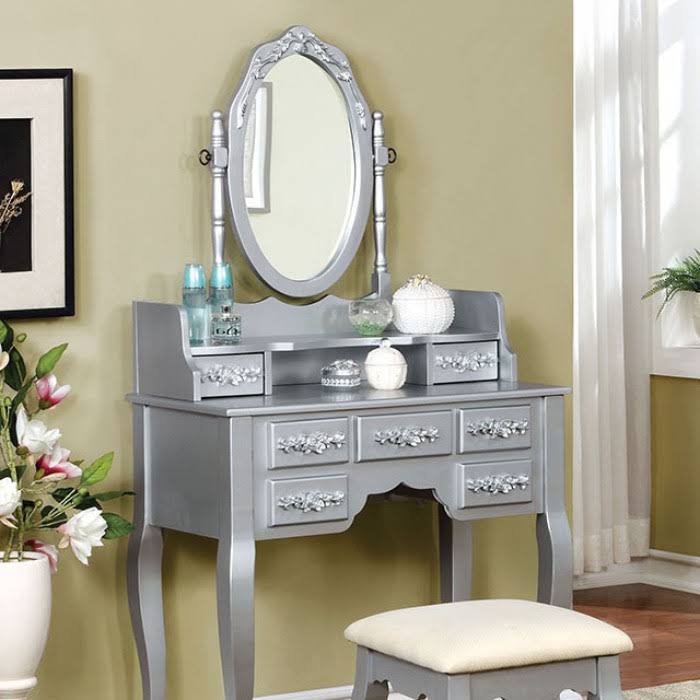 Silver Vanity with Stool F716527