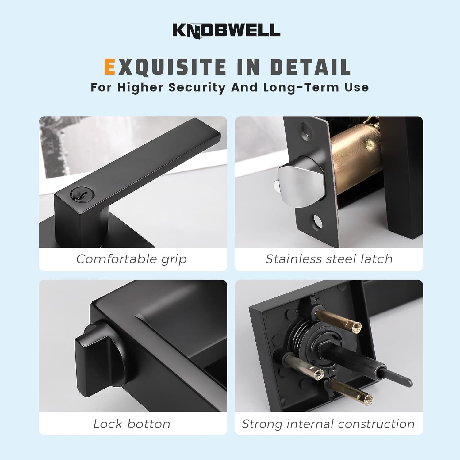 2 Pack Matte Black Heavy Duty Entrance Lever Door Handle Y782554
