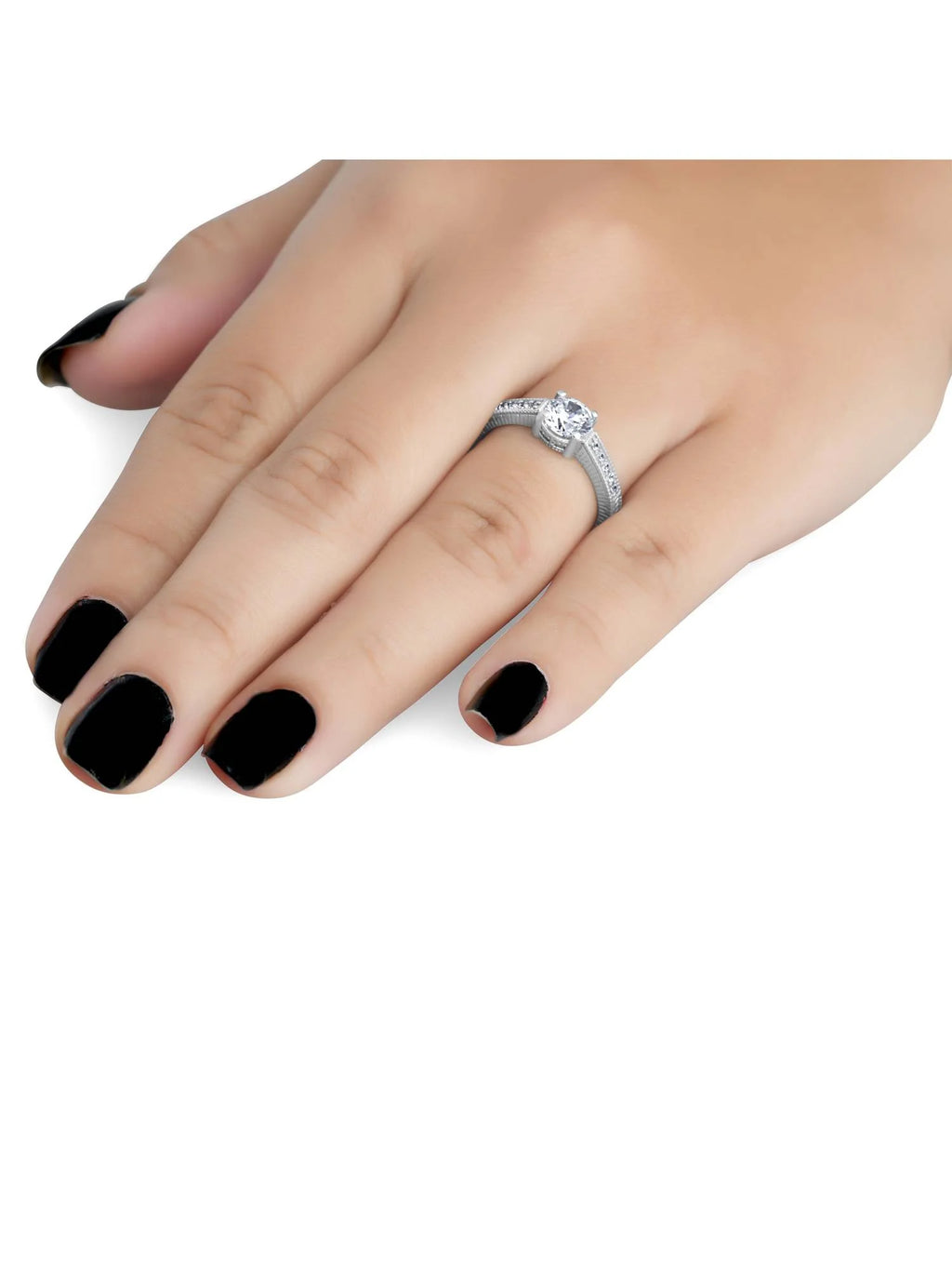1 Carat 14K White Gold Round Brilliant Cut Engagement Ring I15911