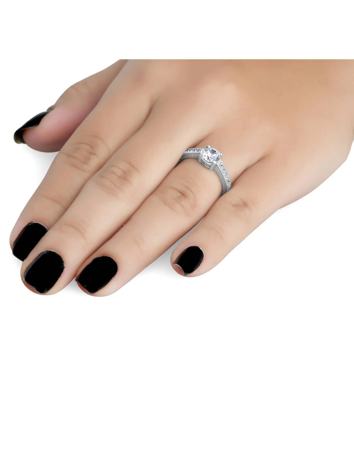 1 Carat 14K White Gold Round Brilliant Cut Engagement Ring I15911