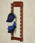Wooden Cap Display Rack, Triple Rack 30 Hat Slots, Solid Wood, 20 Inches Width by 33 Inches High K1956