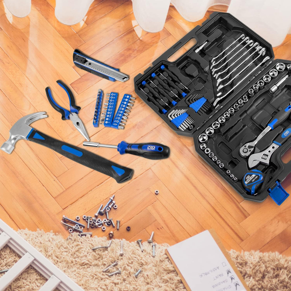 148-Piece Hand Tool Set with Toolbox Storage Case F550318