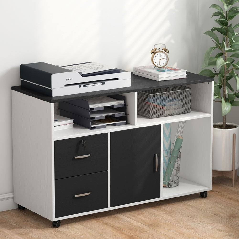Black & White 2 Drawer Mobile File Lateral Cabinet N4512