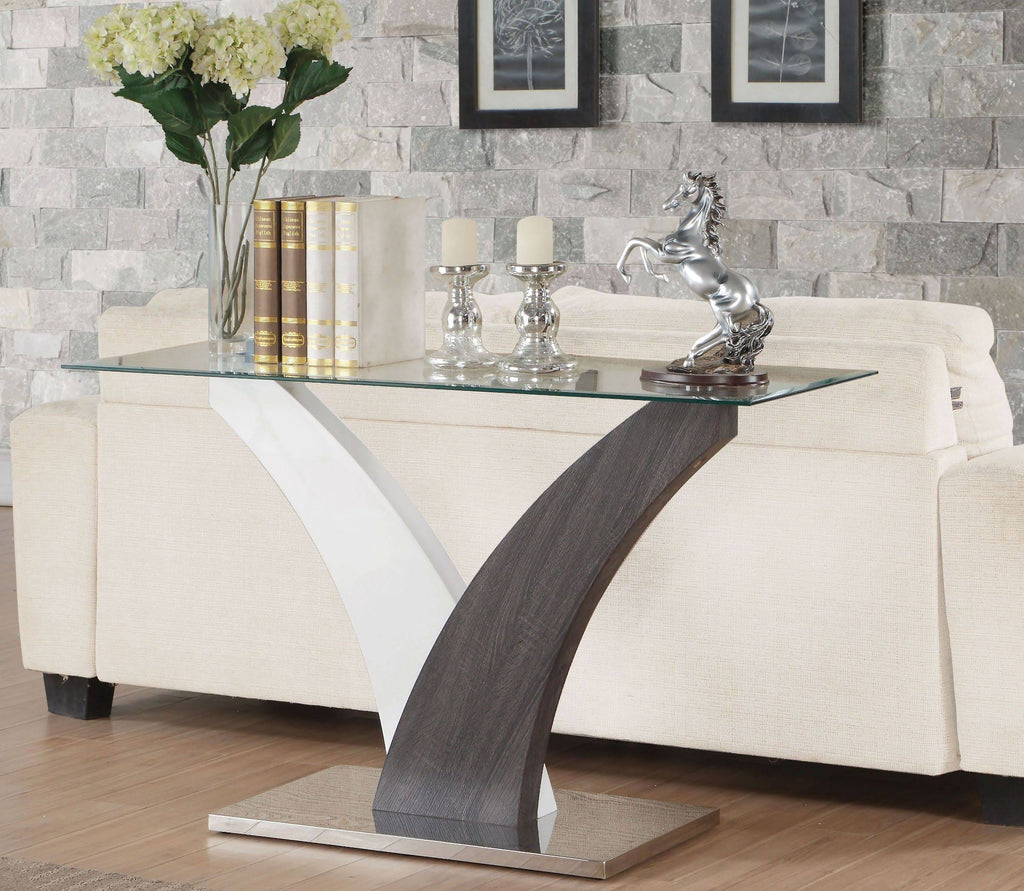 Clear Glass White Walnut Sofa Table A478
