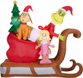 Grinch with Max and Cindy Lou on Sleigh Christmas Inflatable Q414