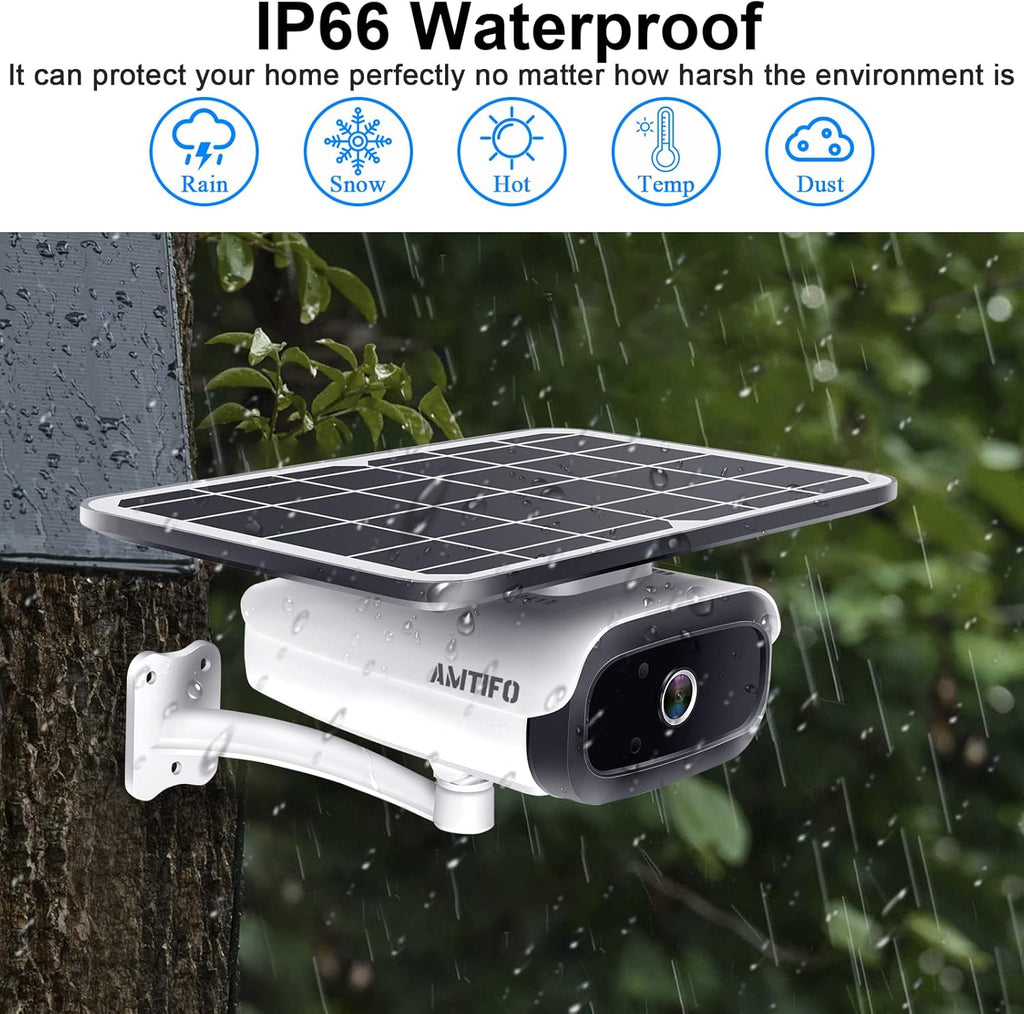 Wireless Outdoor Solar WiFi Surveillance Camera System with Two Way Audio and Night Vision W6118