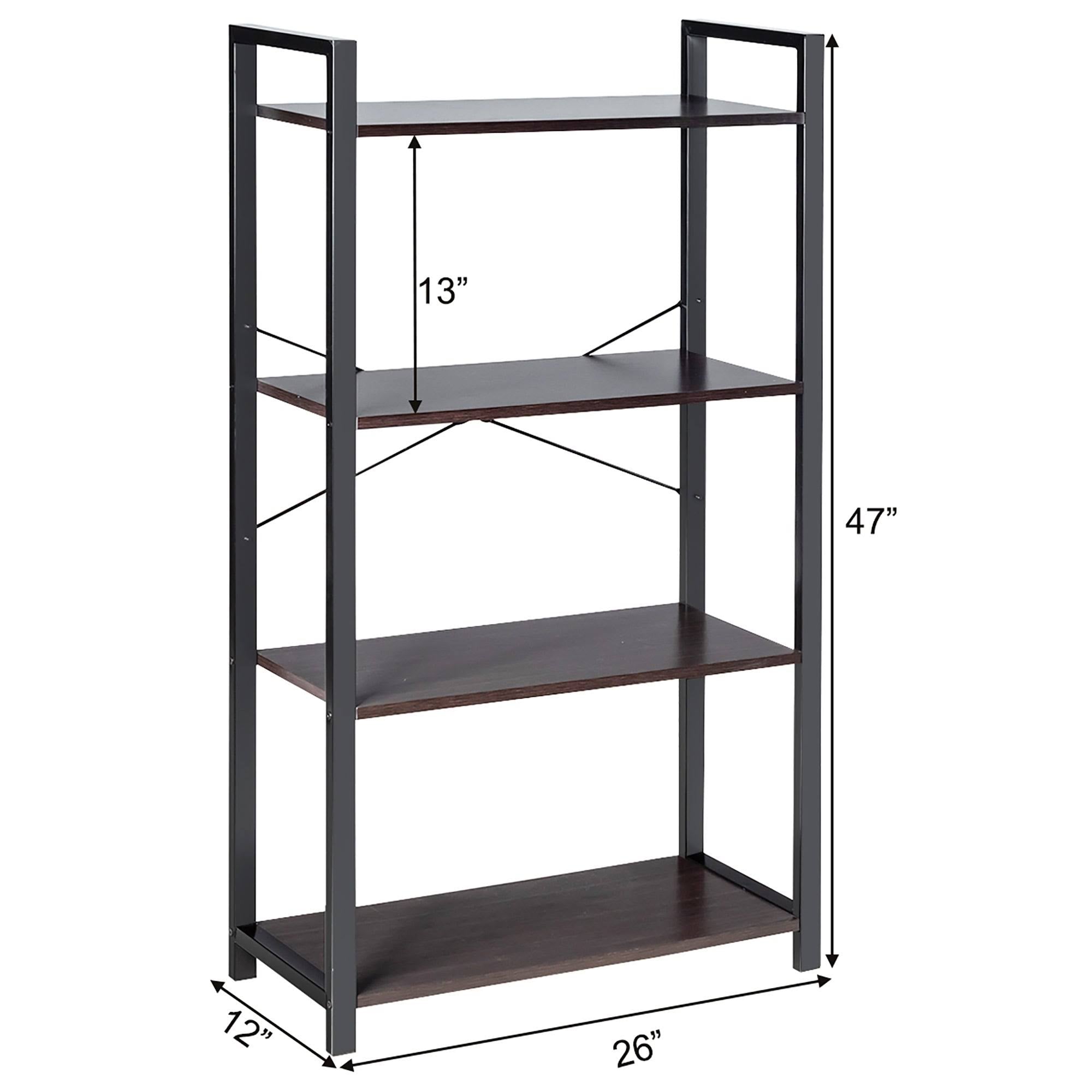 4-Tier Industrial Bookshelf Storage - Brown O694