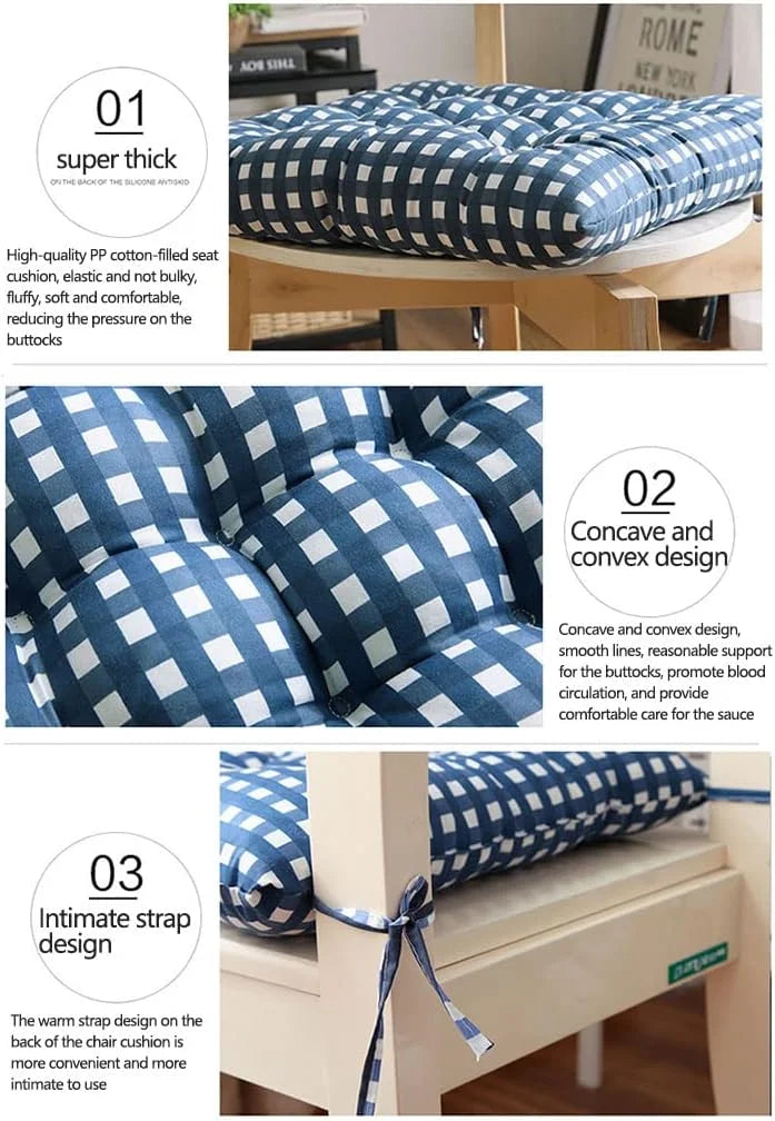 4 Pack Square Non-Slip Thicken Seat Cushion Pads with Ties E1335