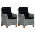 Gray Poly Rattan Patio Chairs with Cushions 2 pcs I6557