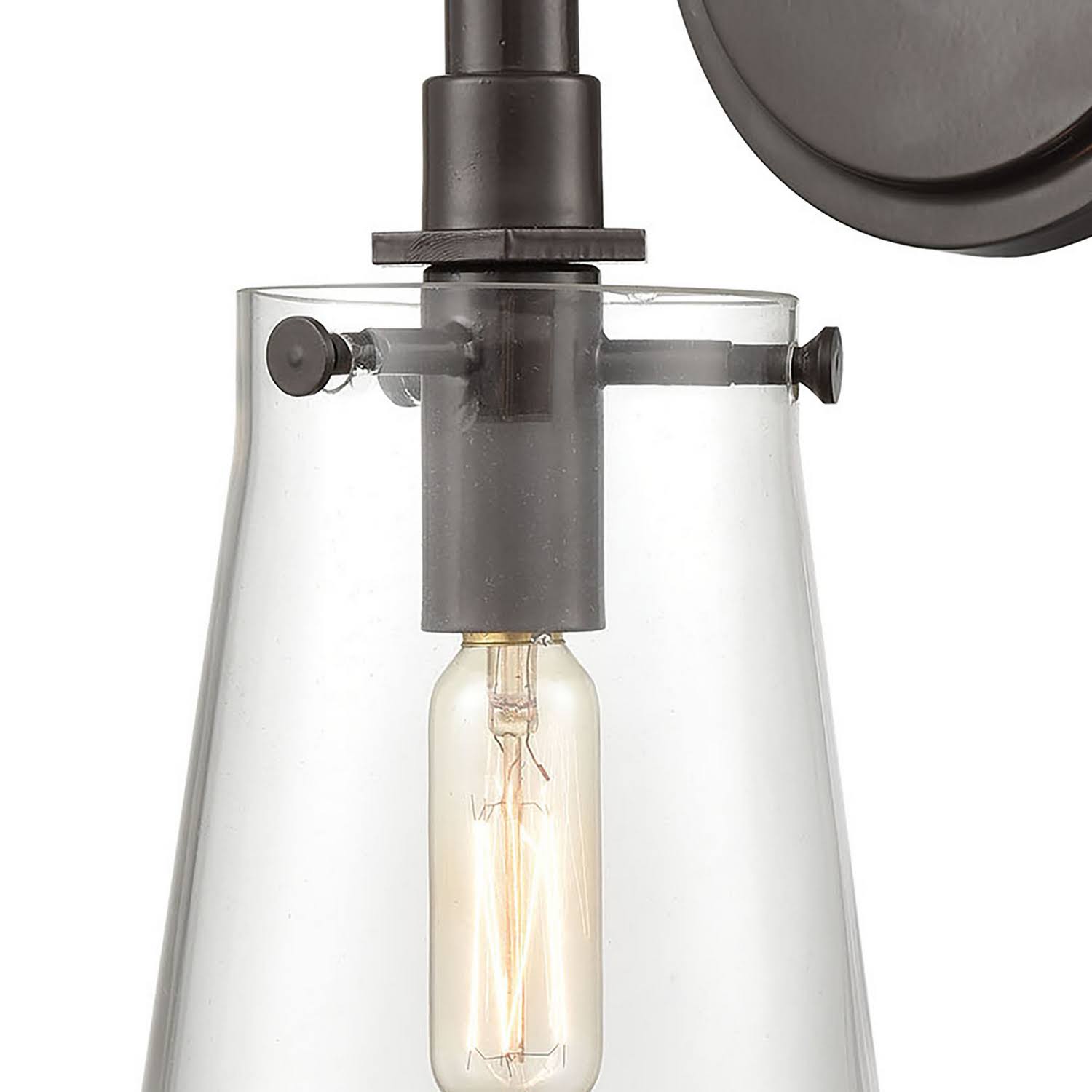 Oil Rubbed Bronze 1-Light Sconce with Clear Glass D755