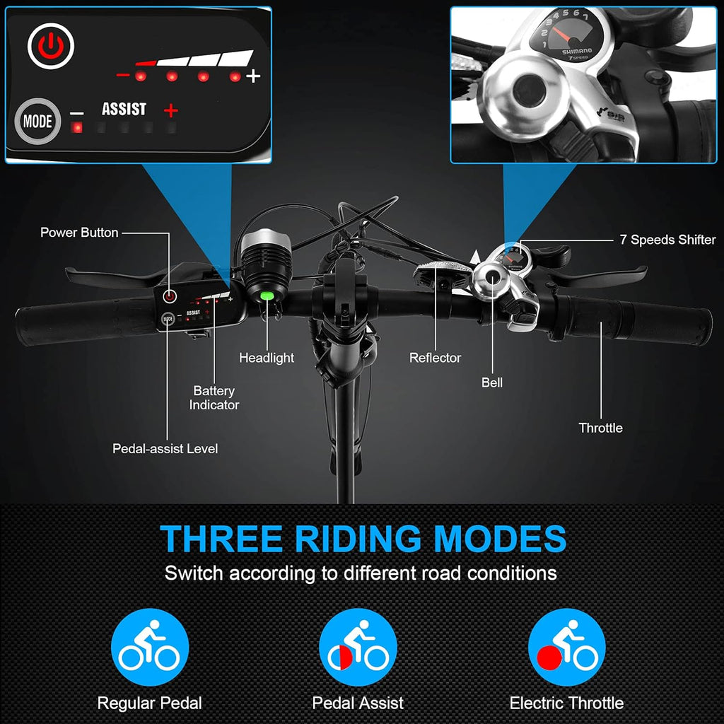 20'' Folding Electric Bike 350W Step Through Commuter Bicycle with 36V 10.4Ah Removable Battery A669