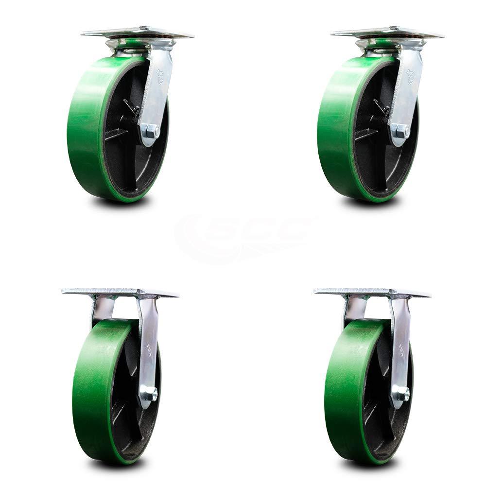 Pack of 2 Swivel Caster with 8 x 2 Green Wheel N436