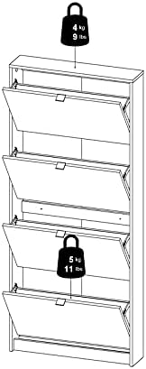 4 Drawer White Shoe Cabinet J441