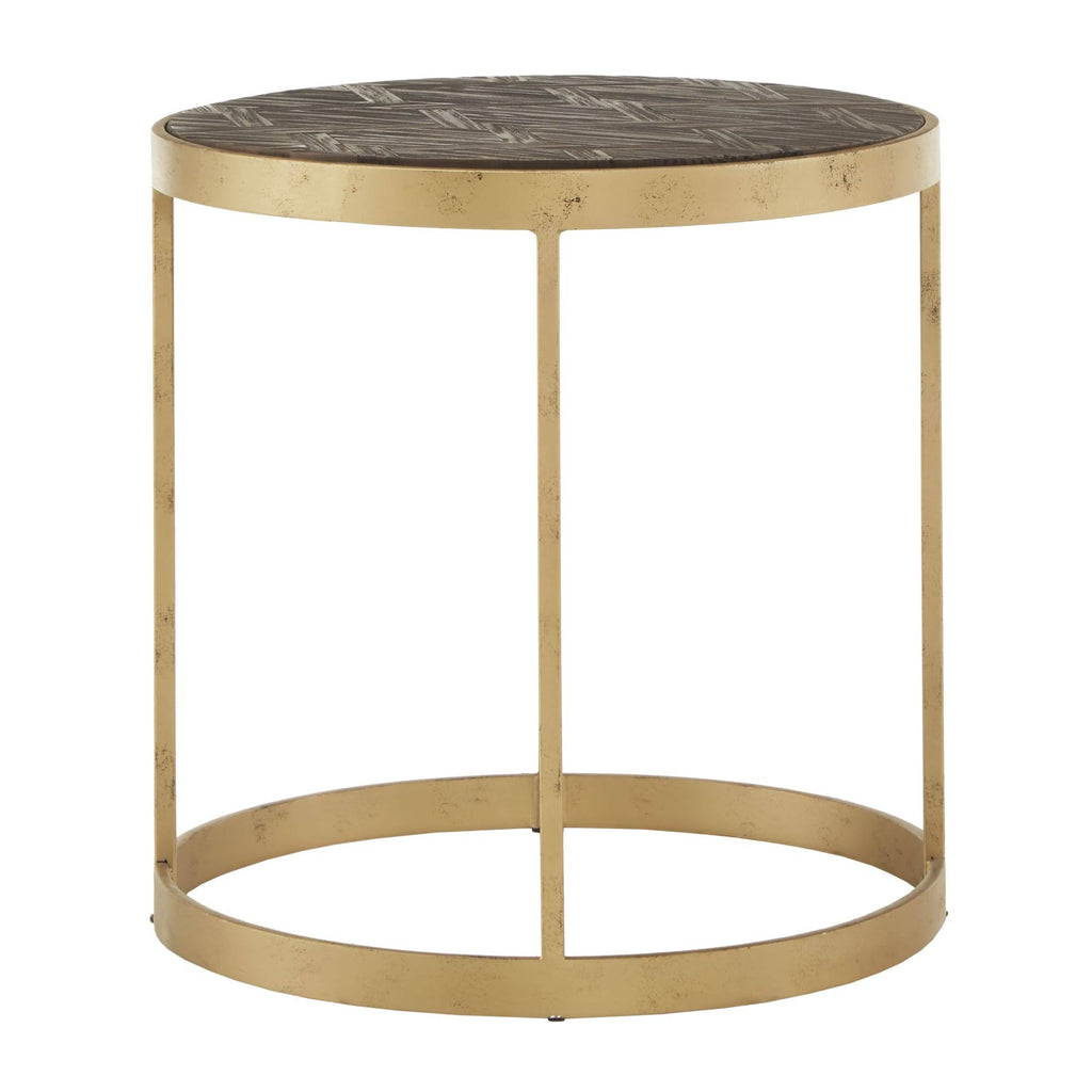 Antique Gold Finish Wood End Table R397207