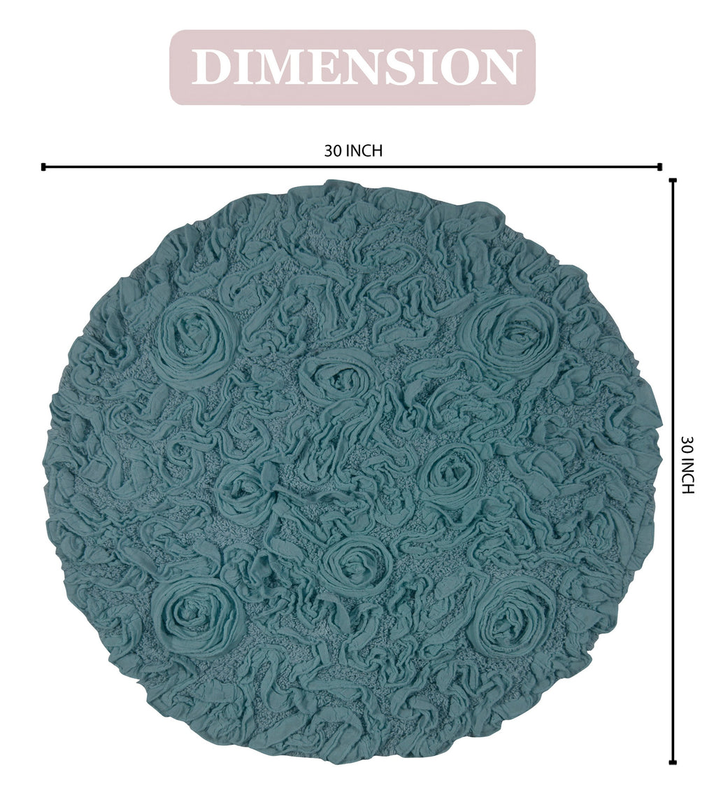 Blue 30" Round Cotton Bathroom Rug Q870191