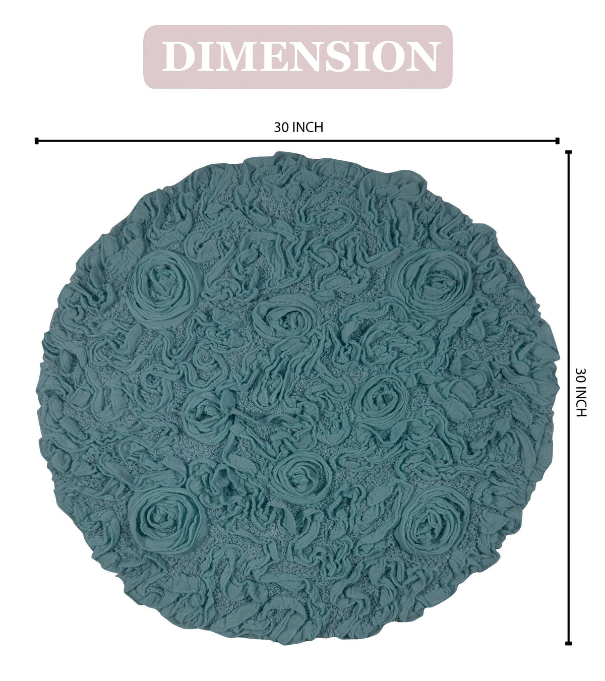 Blue 30" Round Cotton Bathroom Rug Q870191
