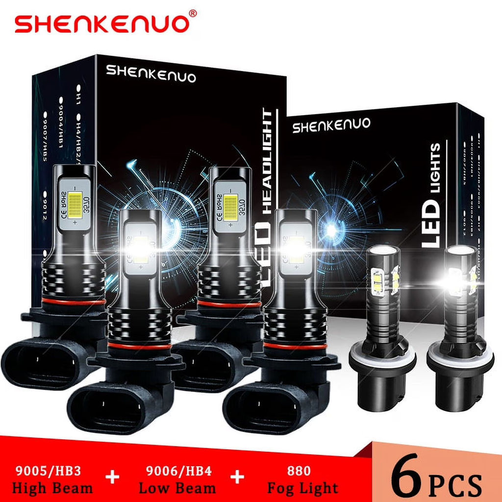 6X LED Headlights Bulbs Kit 6000K P667