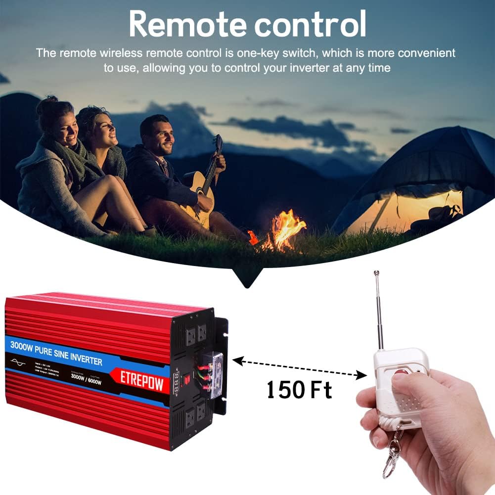 3000 Watt Pure Sine Wave Power Inverter 12V DC to 110V AC L7902