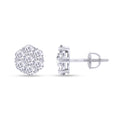 1 Carat Round Cut Lab Created Moissanite Flower Cluster Stud Earrings In 14K White Gold Over Sterling Silver With Screw Back K437665