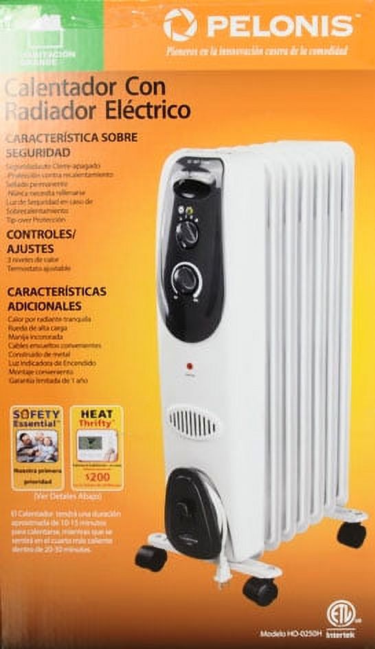 7-Fin Electric Radiator Space Heater, 600/1500W, Gray V826128
