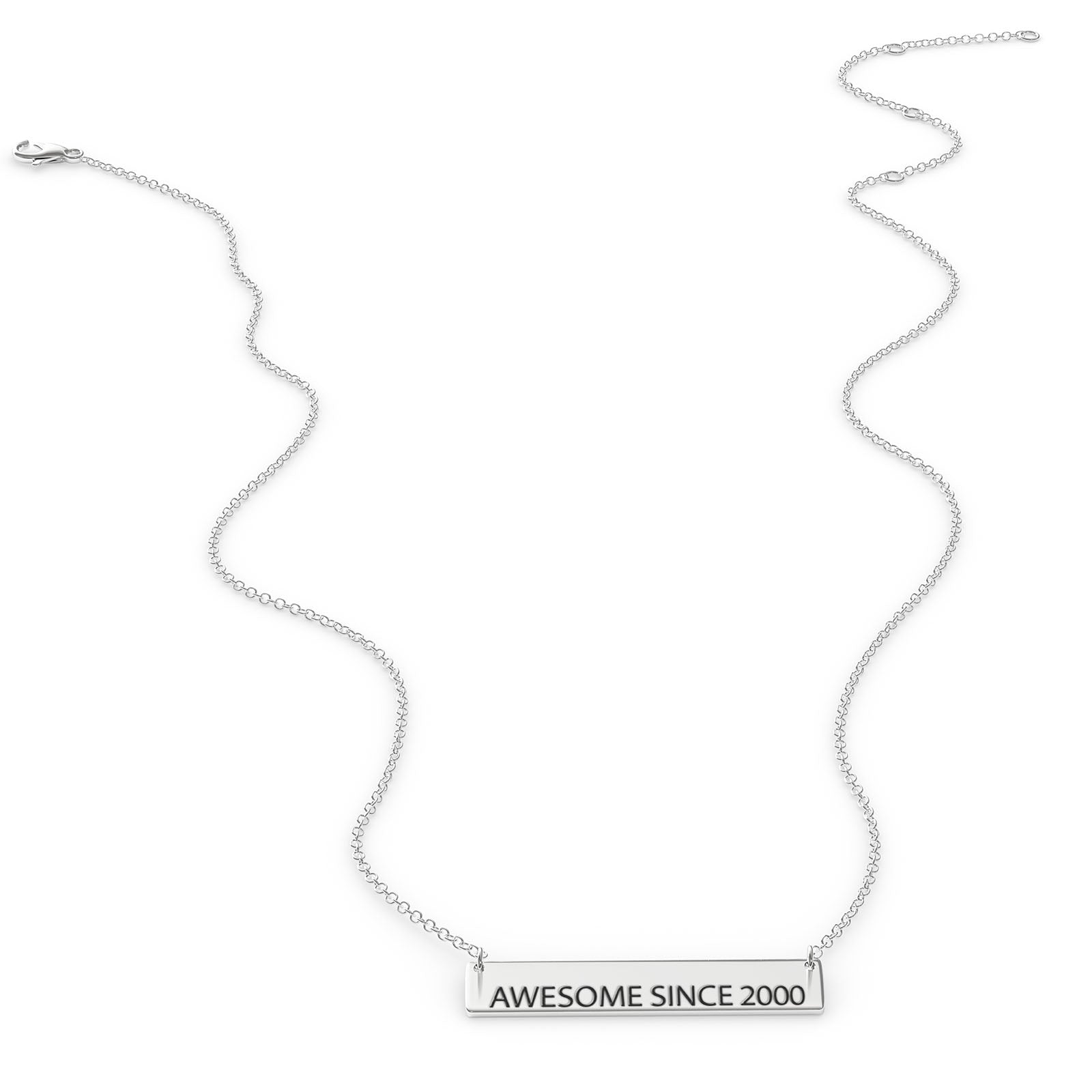 Sterling Silver Bar Pendant Necklace T693263