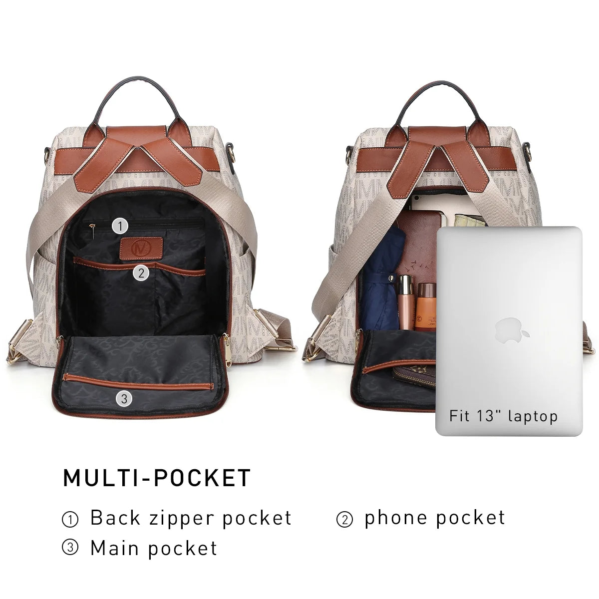Anti-Theft Travel Backpack and Purse Wallet Set 2pcs K41928