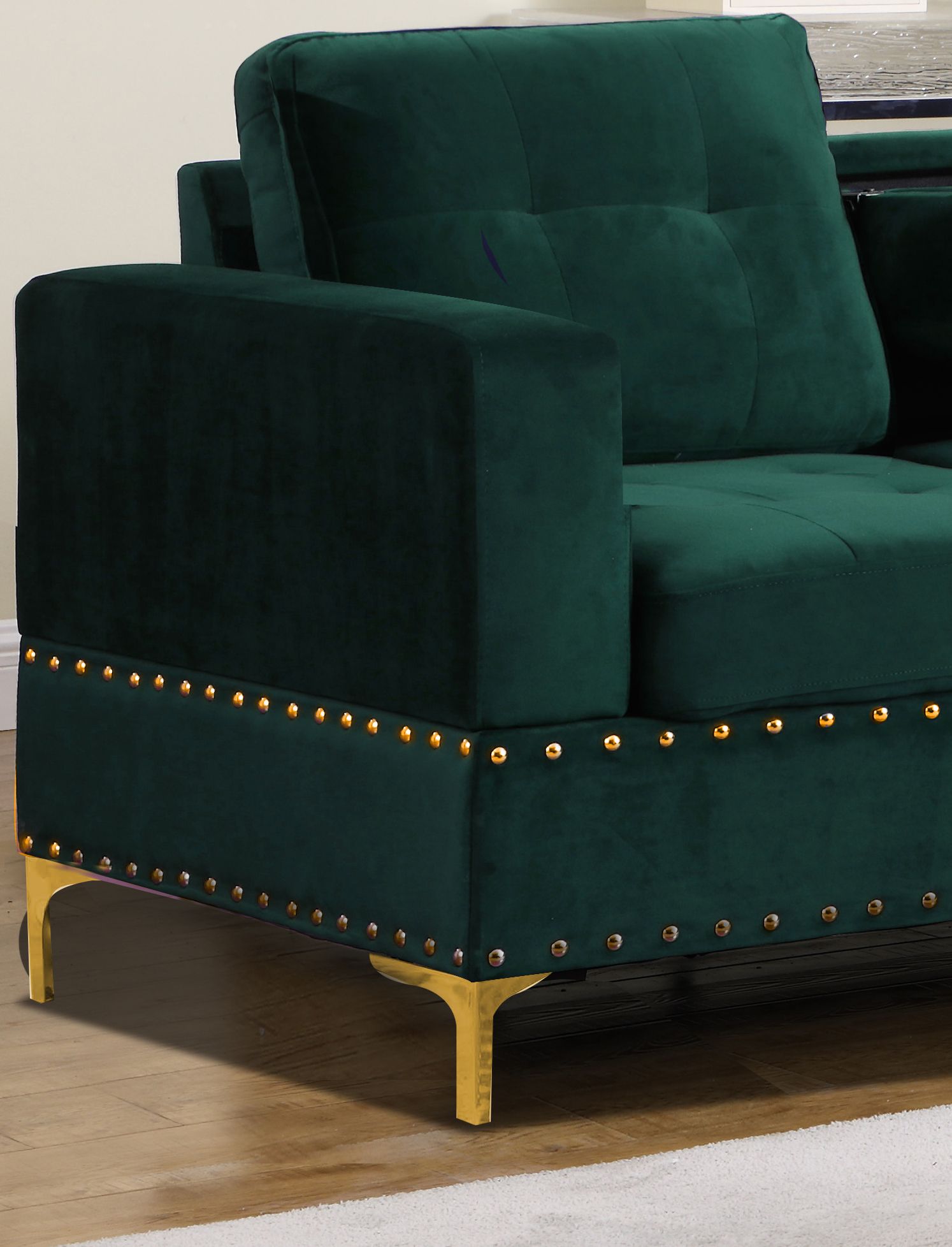 Velvet Reversible Sectional with Storage Ottoman D730648