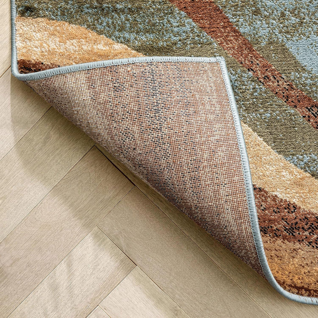 Blue Brown Geometric Area Rug 9x13 M2818