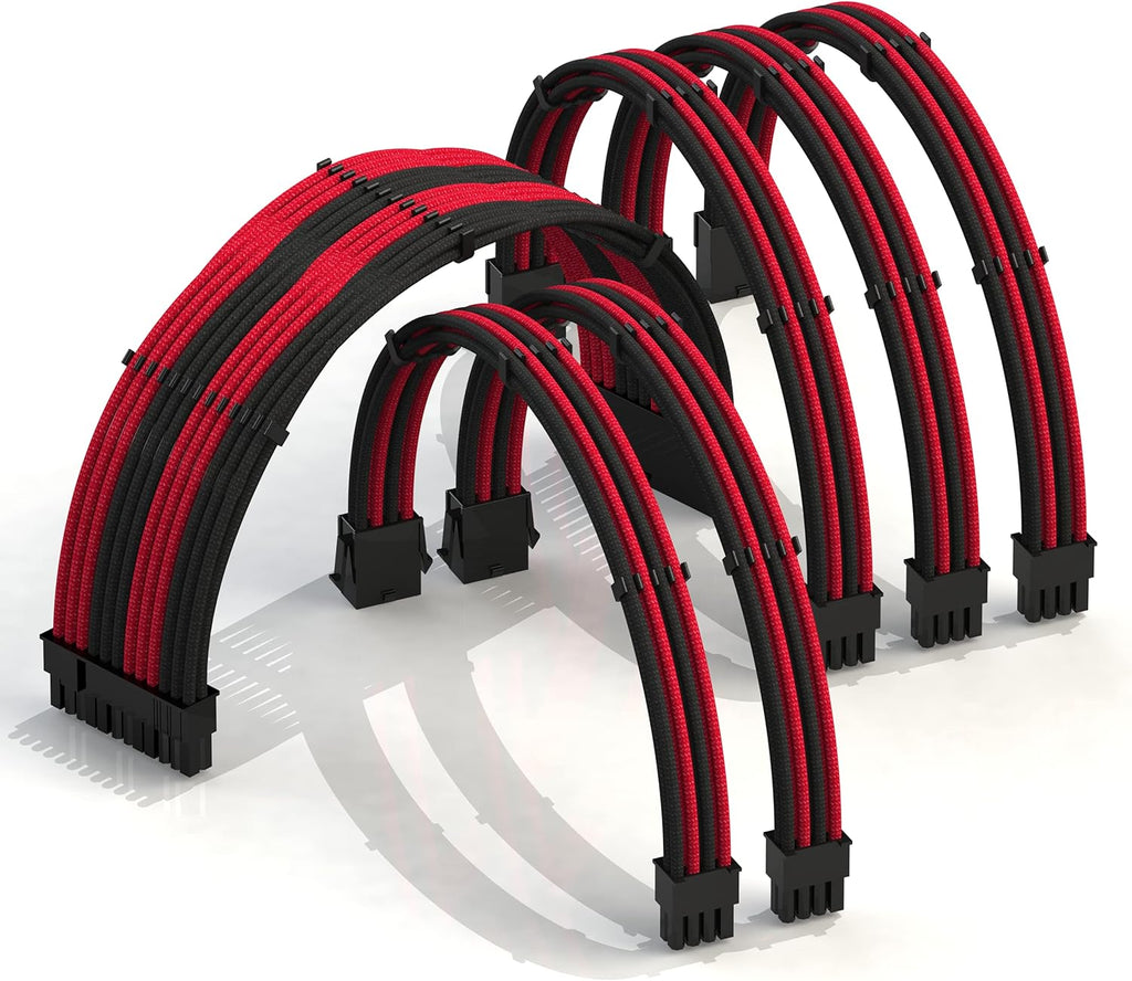 30cm Braided PSU Cable Extension Kit Blueblack Pack of 2 G35439