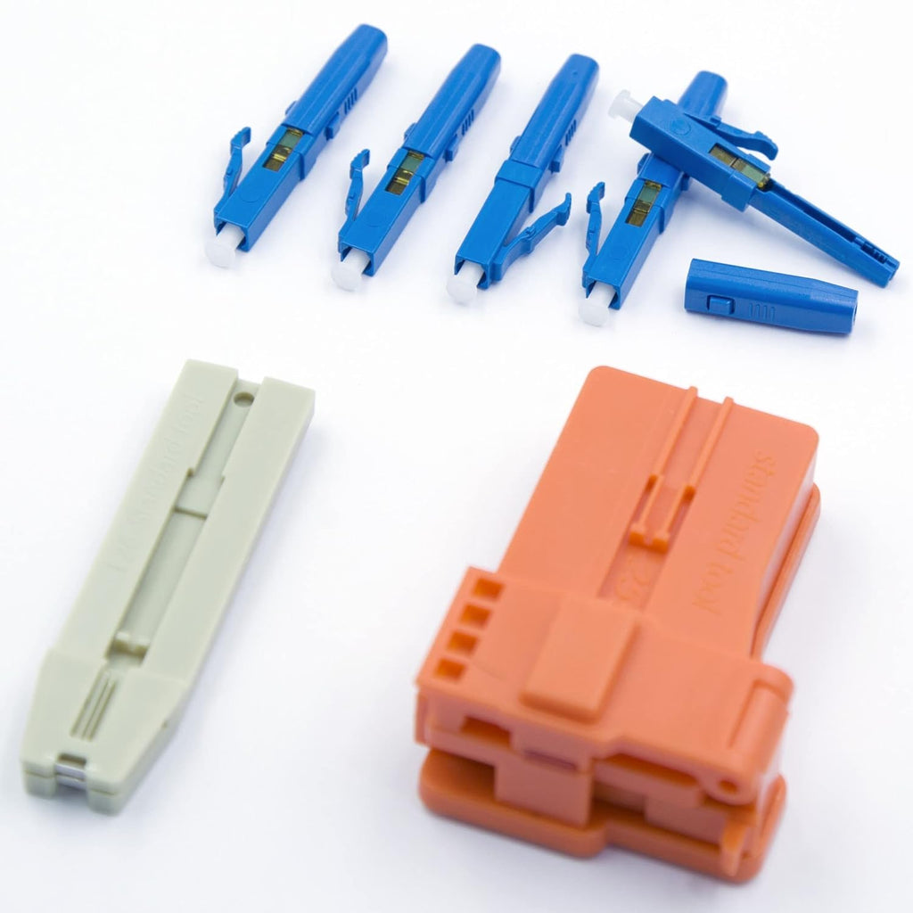 10pcs LC UPC Fiber Optic Quick Connector with Matched Tools Single Mode 9/125 for 900um Cable M60878