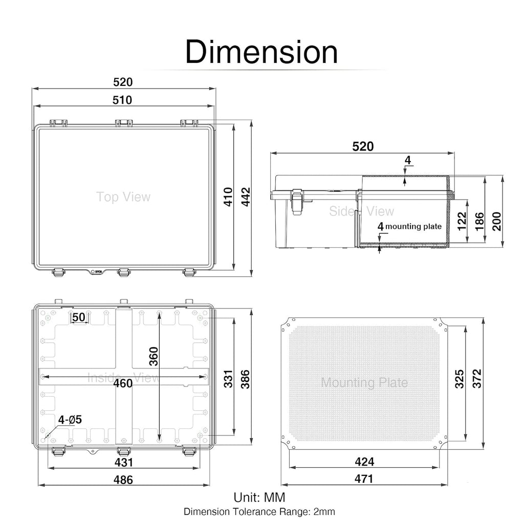 Clear Hinged Cover Junction Box with Mounting Plate, IP67 Waterproof ABS Plastic Grey U6795