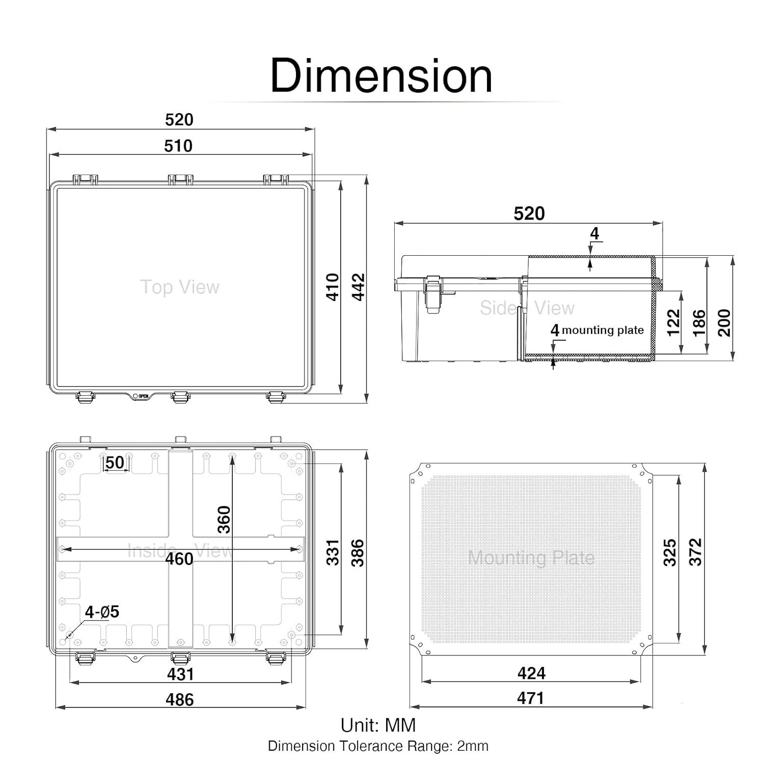 Clear Hinged Cover Junction Box with Mounting Plate, IP67 Waterproof ABS Plastic Grey U6795