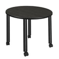 36x22 Round Mobile Breakroom Table Maple Black E5233