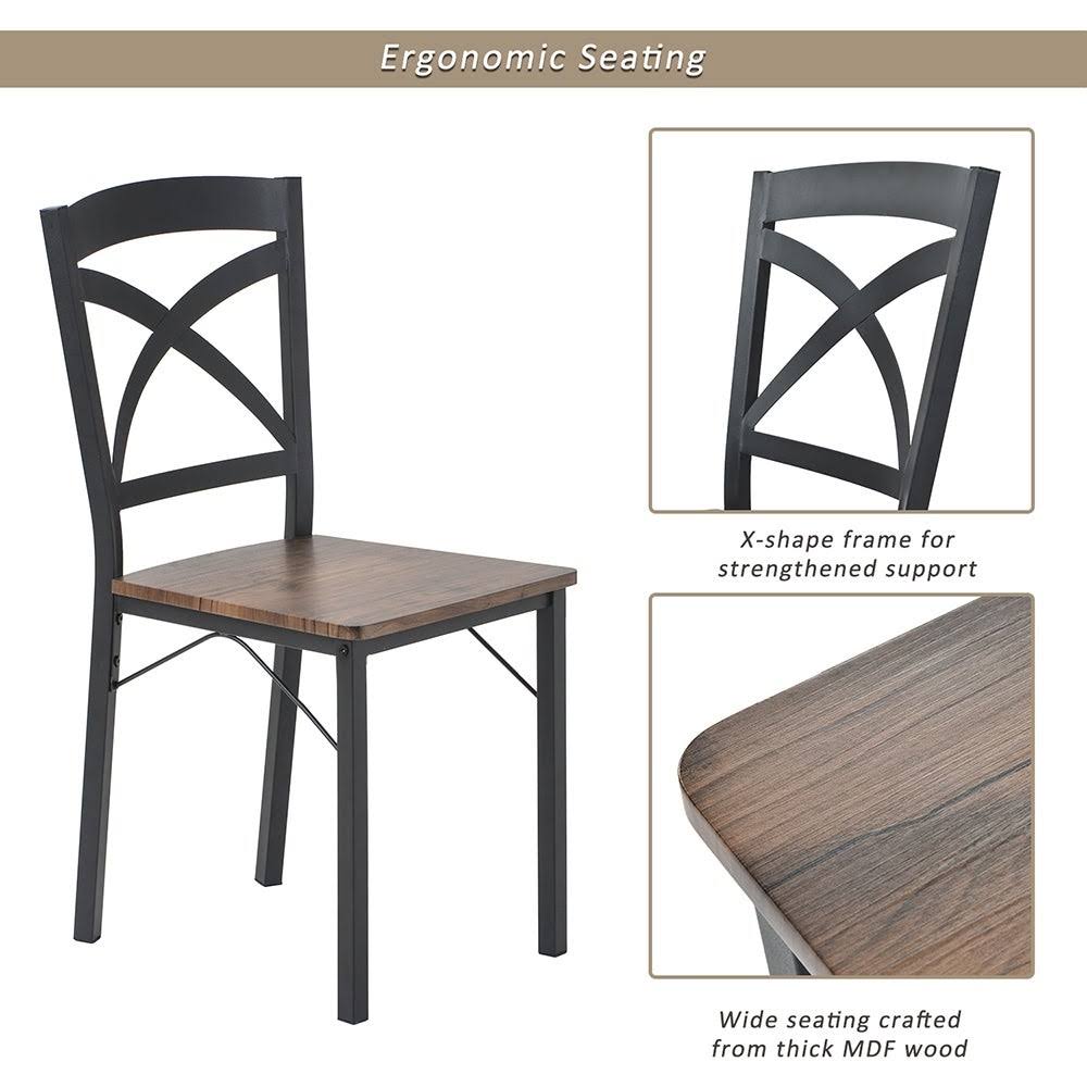 5 Piece Industrial Wooden Dining Set with Metal Frame and 4 Chairs S257