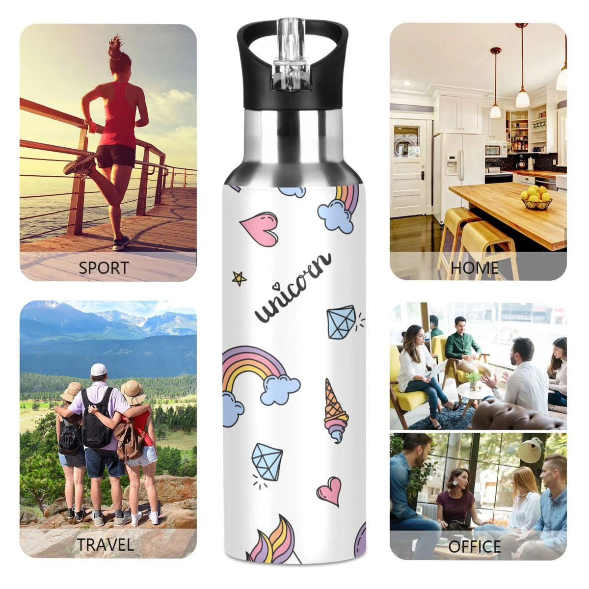 Stainless Steel Insulated Water Bottle with Straw Lid C80941