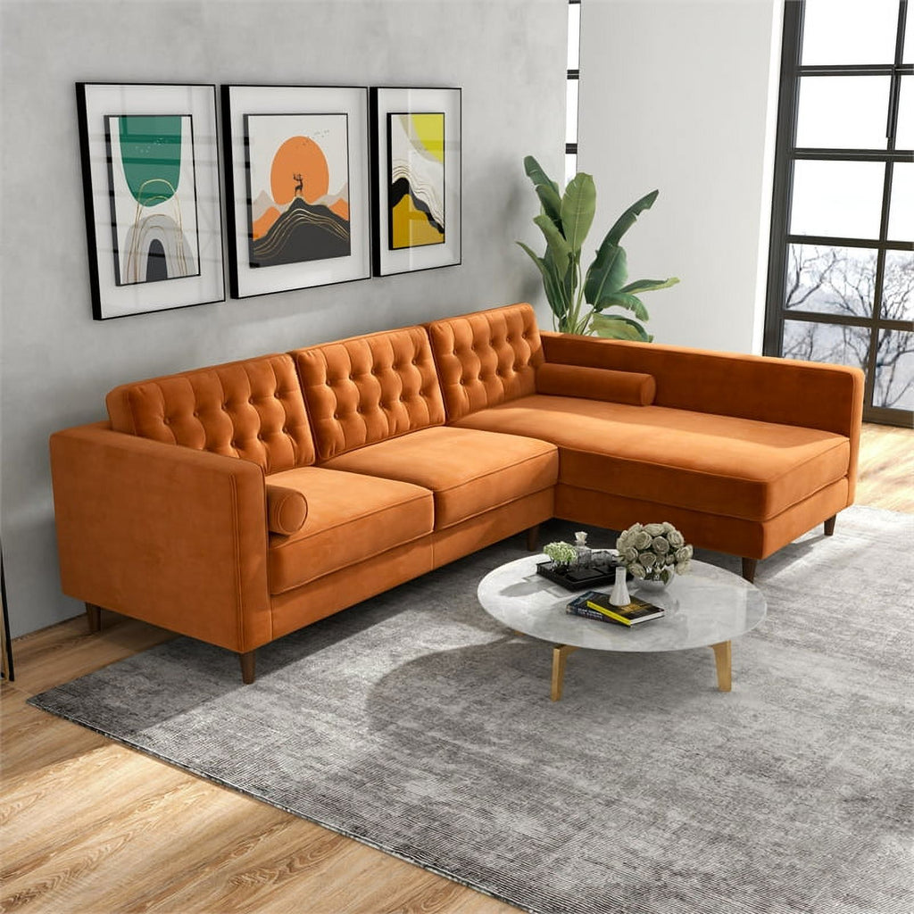 Orange Velvet Corner Sectional Couch L902
