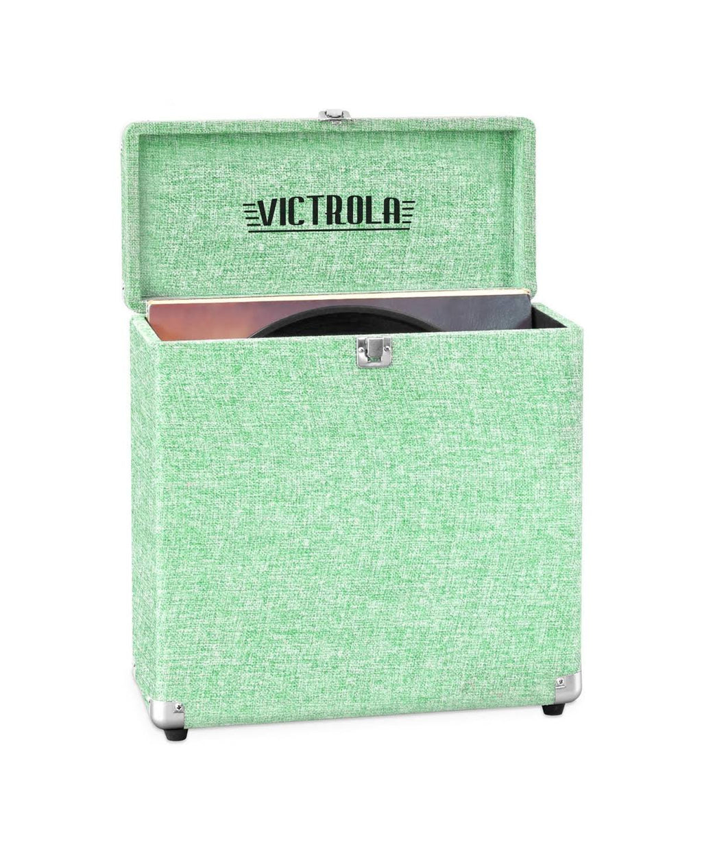 Green 3-Speed Turntable Bundle with Record Storage Case and Replacement Needles U5359