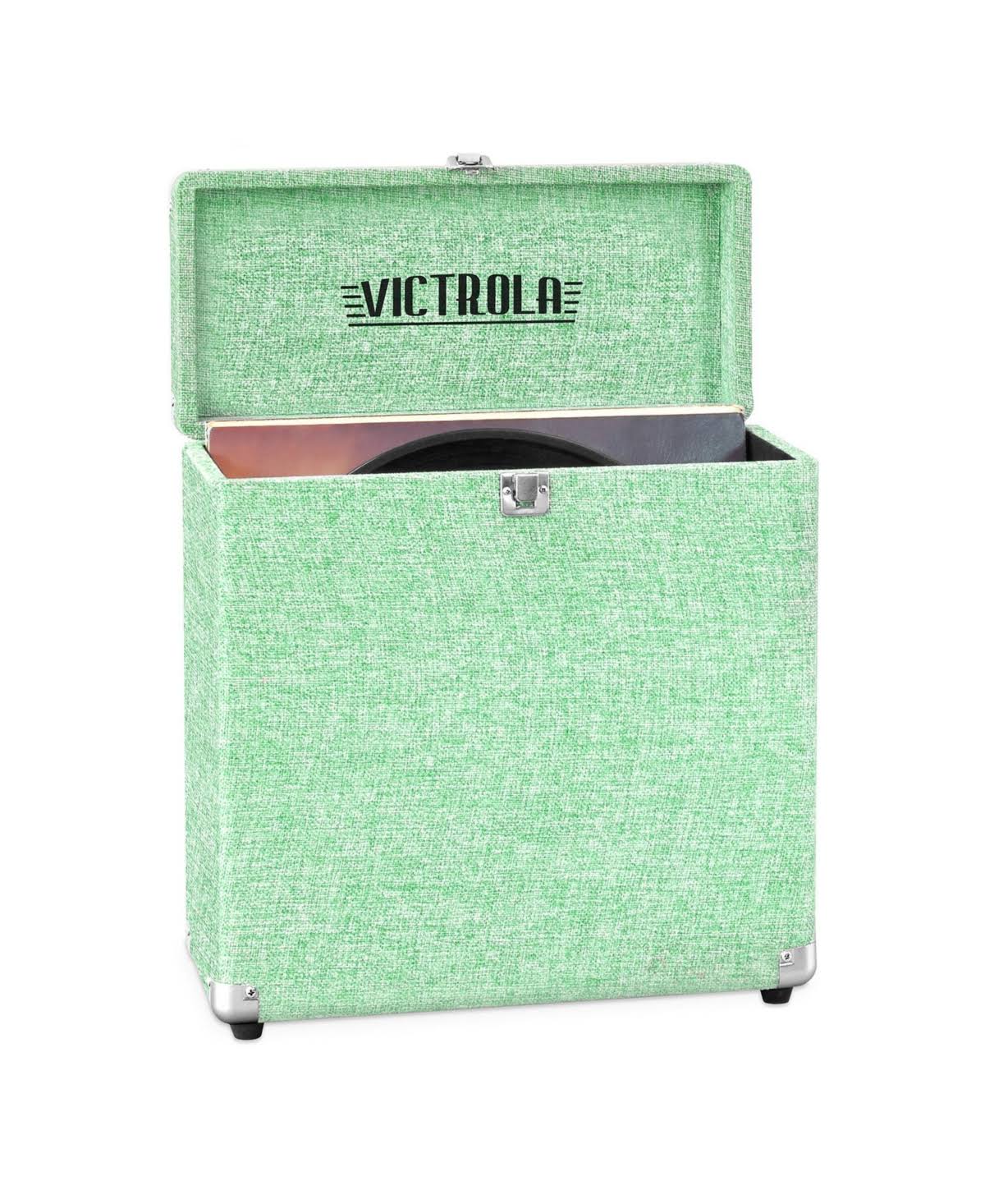 Green 3-Speed Turntable Bundle with Record Storage Case and Replacement Needles U5359