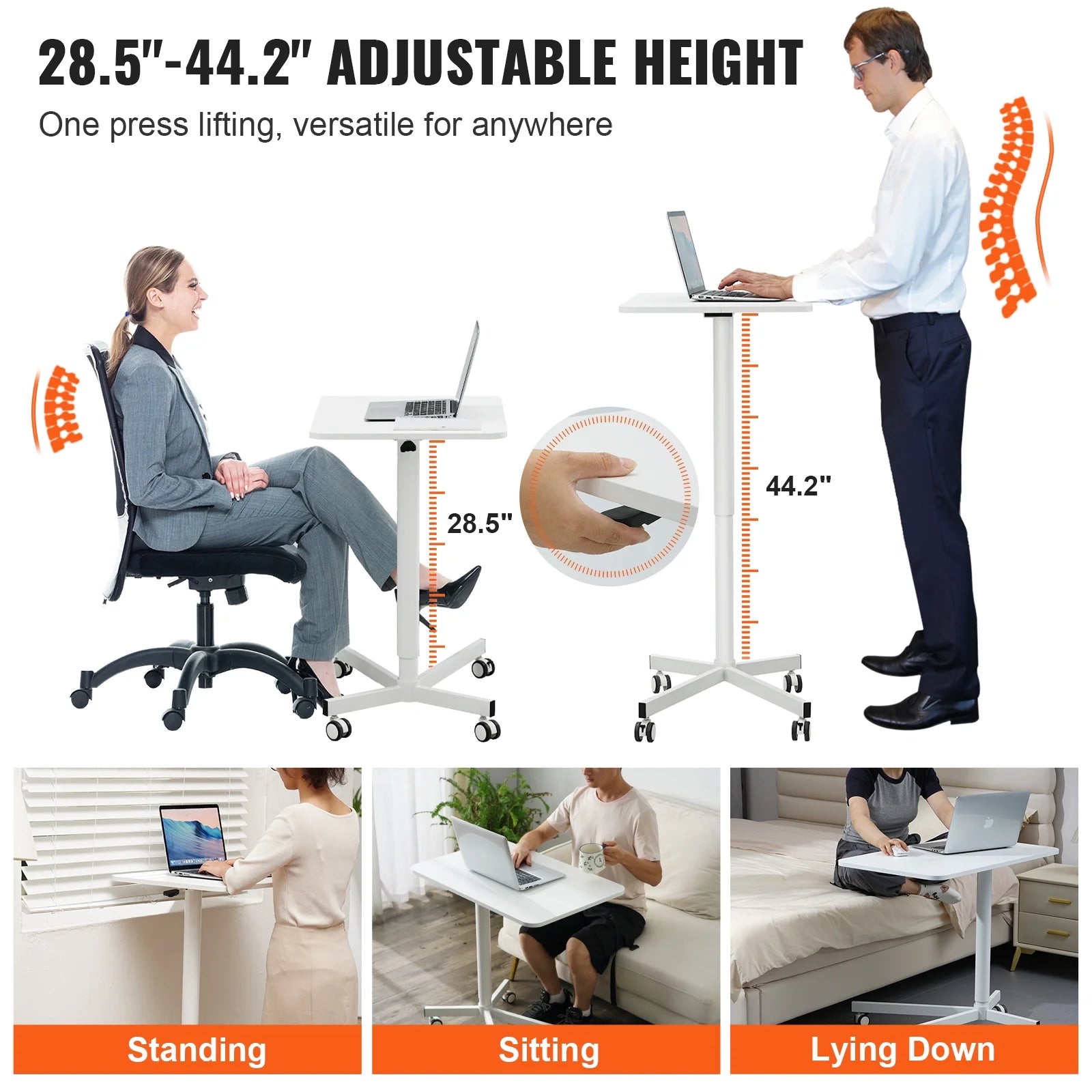 Mobile Standing Desk with 360° Swivel Wheels W8704
