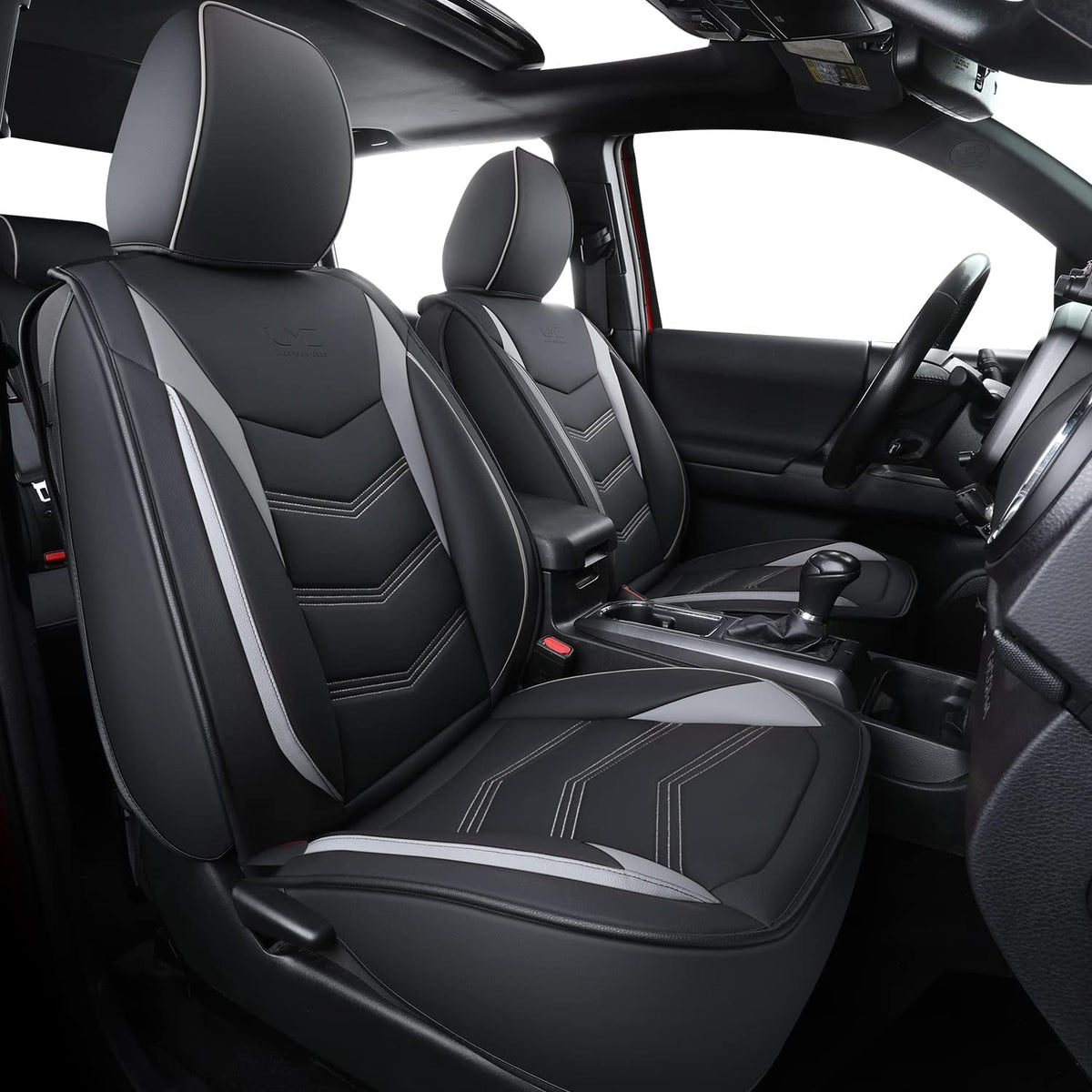 Black Waterproof Faux Leather Full Set Seat Covers D50041