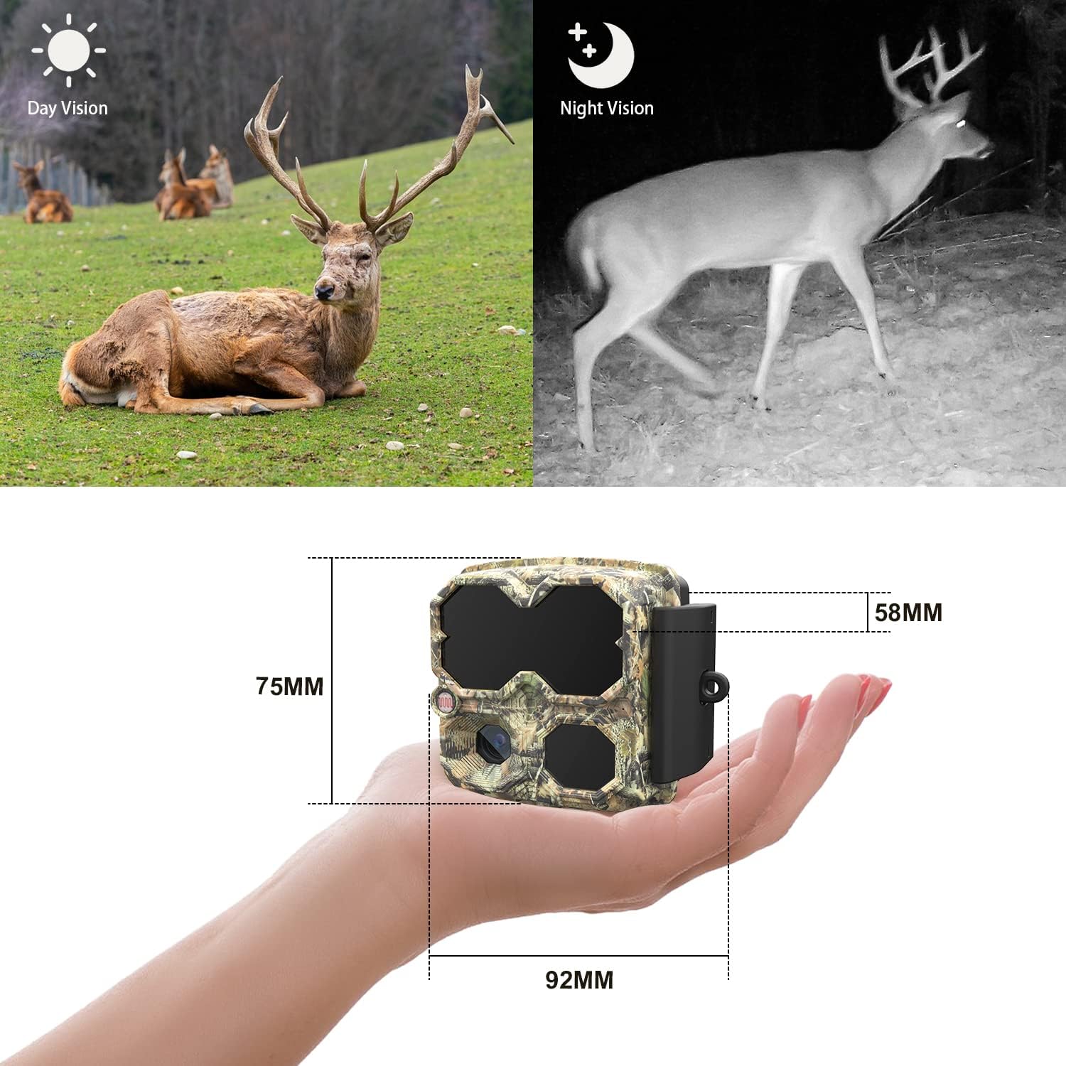 Pack of 2 Mini 12MP 1080P Waterproof Game Camera with Night Vision Motion Activated Video Cam I496569