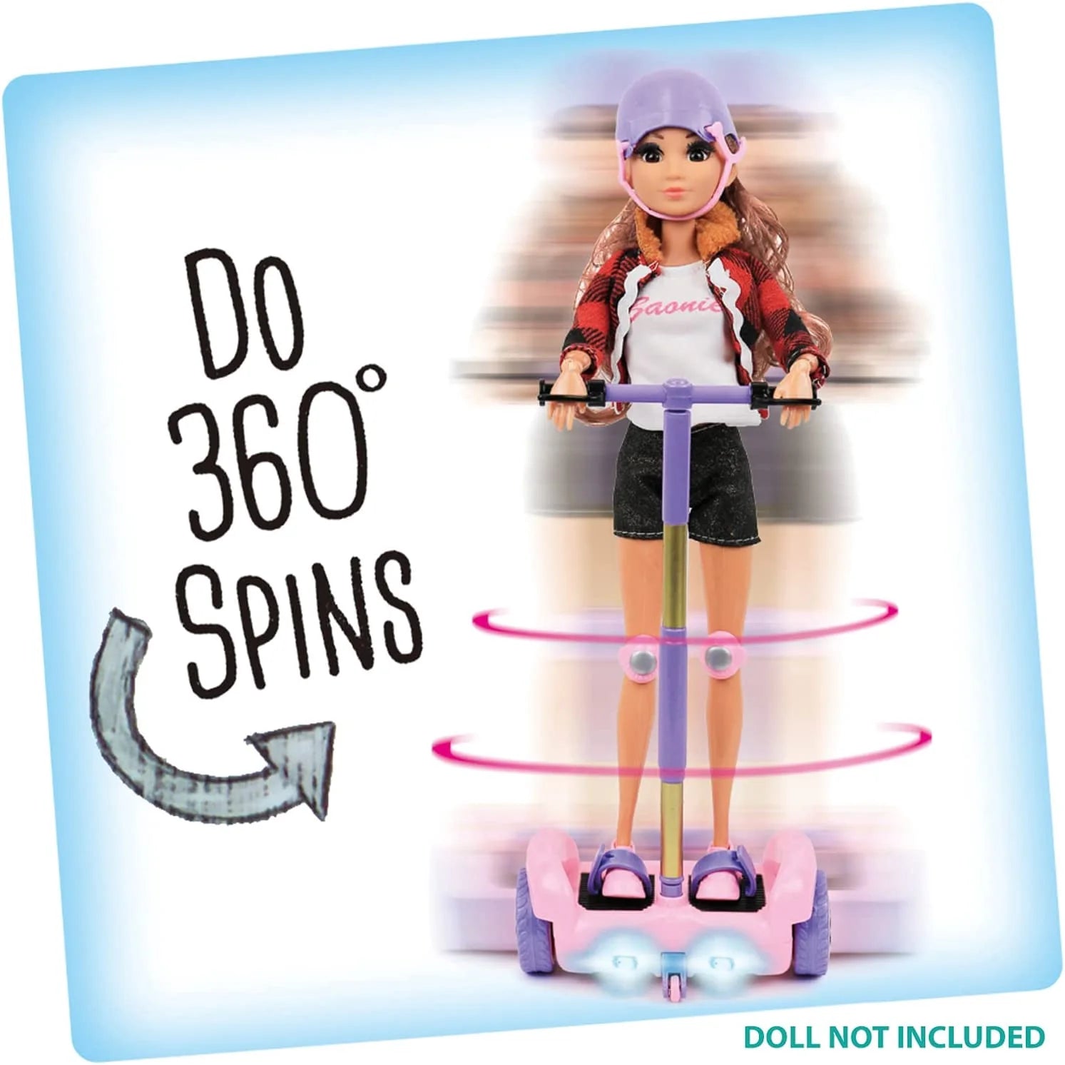 Pink Hoverboard with Helmet & Kneepad Accessories for 12" Dolls I345